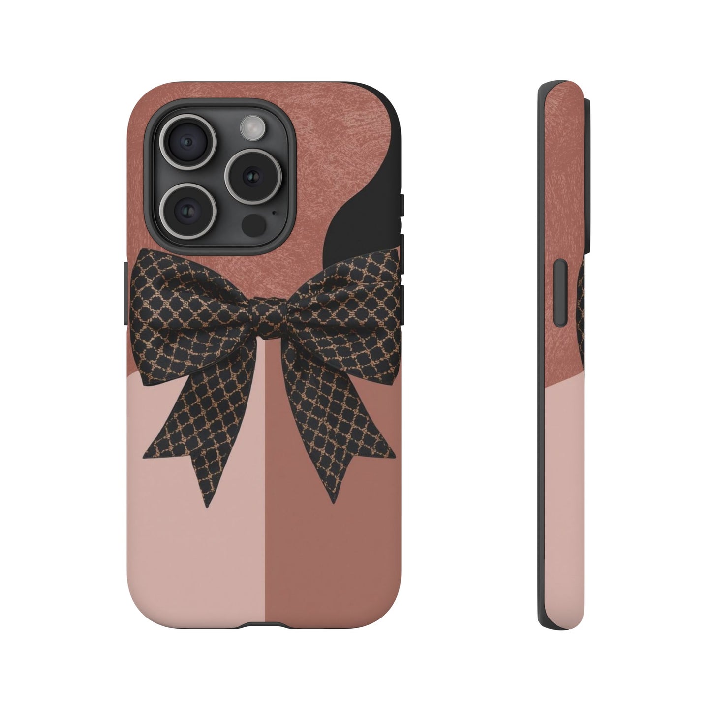 Bow Stripe Tough Phone Case – Pink Mauve Protective Cover