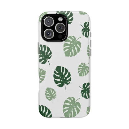 Monstera Leaf Tough Phone Case – Tropical Green Palm Pattern Protective Cover