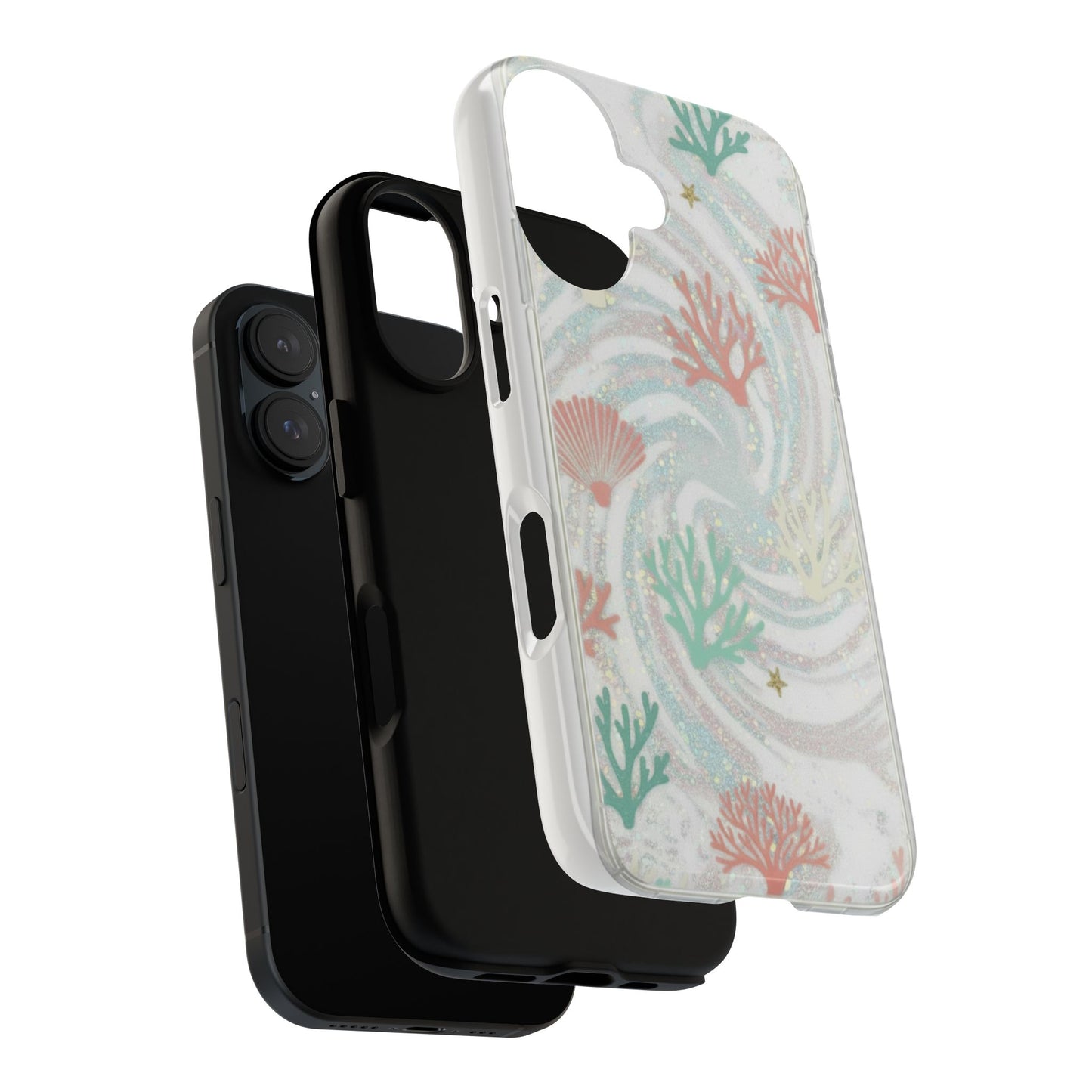 Seafoam Coral Tough Phone Case - Pastel Ocean Wave Design