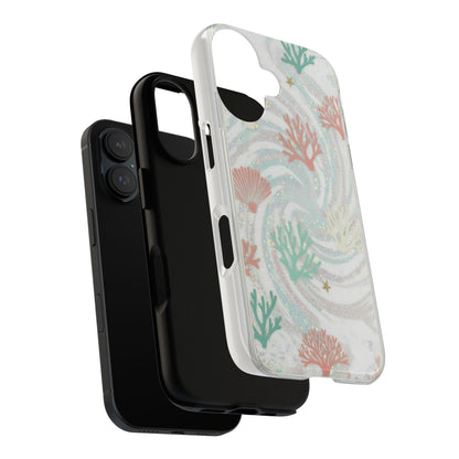 Seafoam Coral Tough Phone Case - Pastel Ocean Wave Design