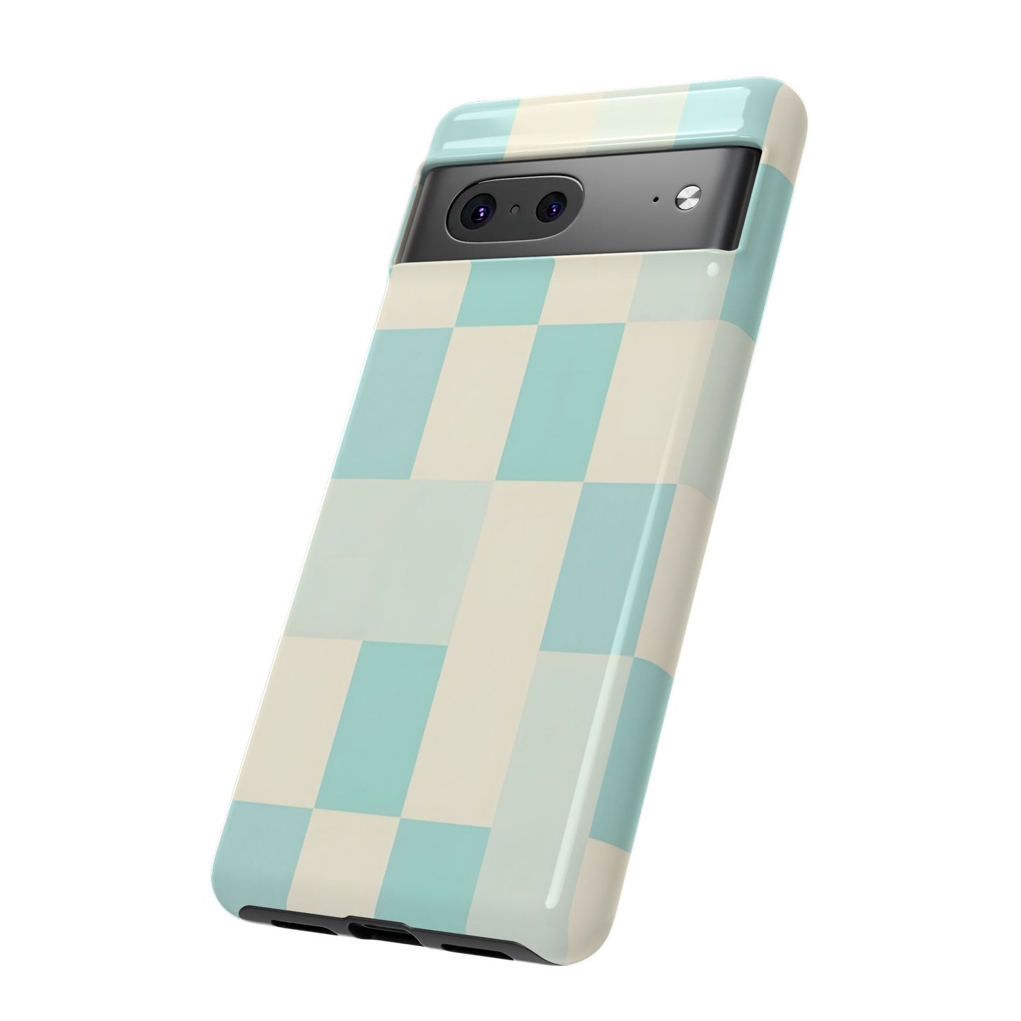 Pastel Checkerboard Tough Case – Mint & Cream Protective Phone Cover