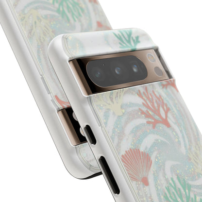 Seafoam Coral Tough Phone Case - Pastel Ocean Wave Design