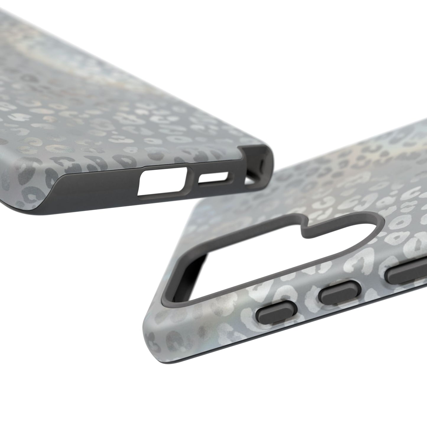 Grey Leopard Print Tough Phone Case — Durable Protective iPhone Cover