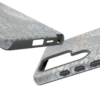 Grey Leopard Print Tough Phone Case — Durable Protective iPhone Cover