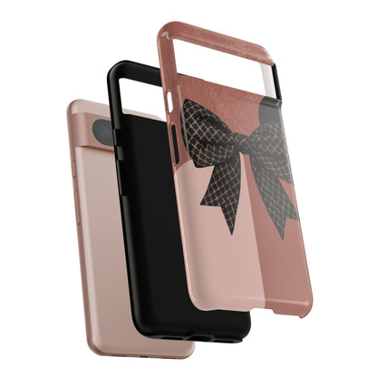 Bow Stripe Tough Phone Case – Pink Mauve Protective Cover
