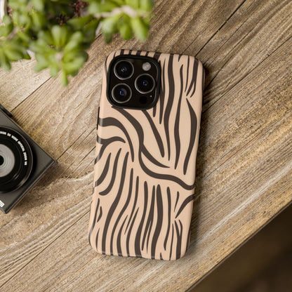 Zebra Stripe Tough Phone Case – Neutral Animal Print Protective Cover