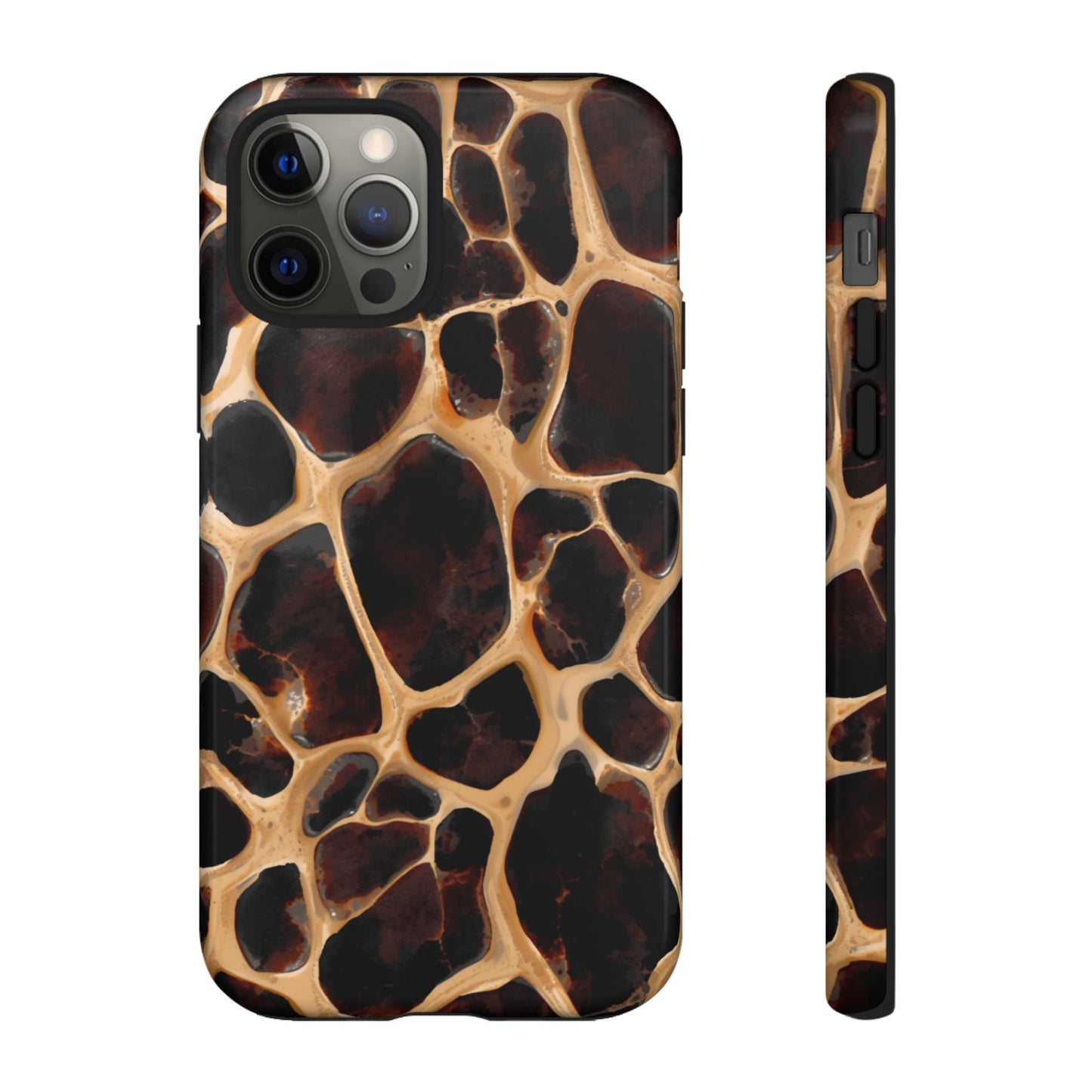 Phone Case — Brown Leather Dot Texture Rugged Protective Cover