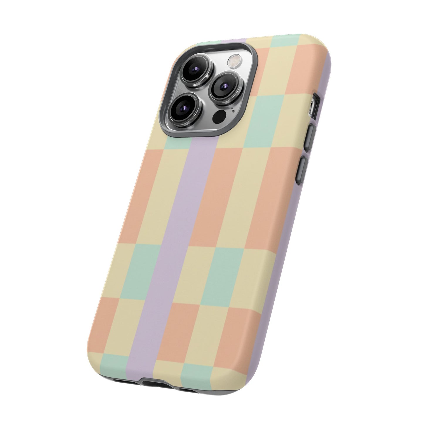 Pastel Checkered Phone Case — Retro Stripe Tough Case