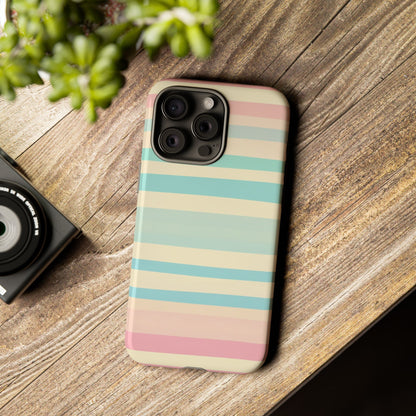 Pastel Striped Tough Phone Case – Protective Retro Rainbow Design