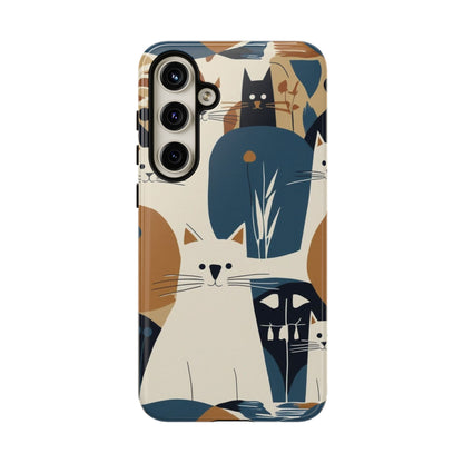 Cat Pattern Phone Case – Retro Abstract Cats Protective iPhone Cover