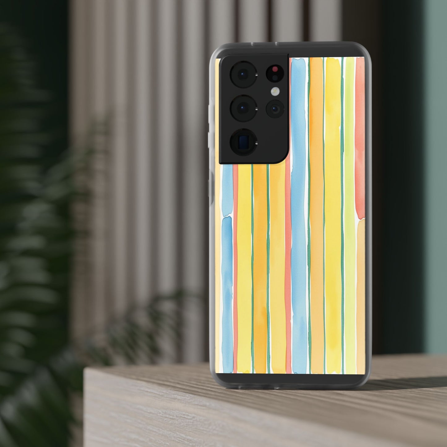Watercolor Stripe Phone Case — Bright Pastel Vertical Stripes Protective Flexi Case