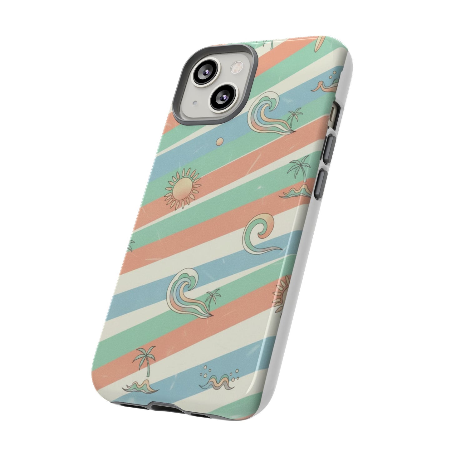 Surf Stripe Tough Phone Case — Retro Beach Waves Pattern