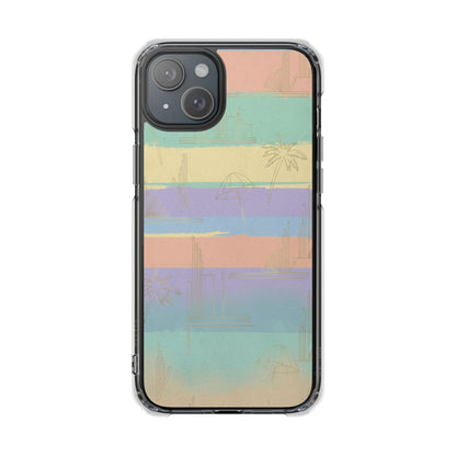 Pastel Stripe Clear Magnetic Impact Phone Case — Retro Beach Vibes
