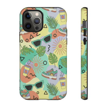 Tropical Summer Phone Case — Retro Sunglasses, Sneakers & Palm Pattern