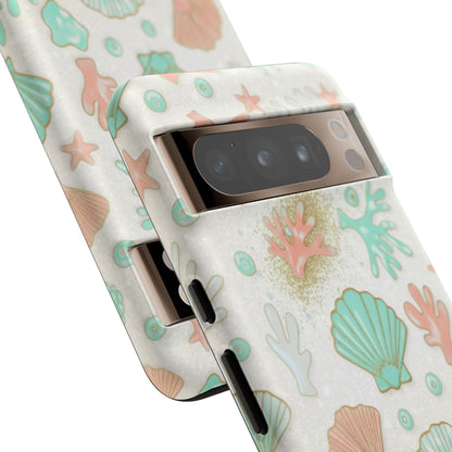 Seashell Coral Phone Case — Pastel Beach Shells Protective Tough Case