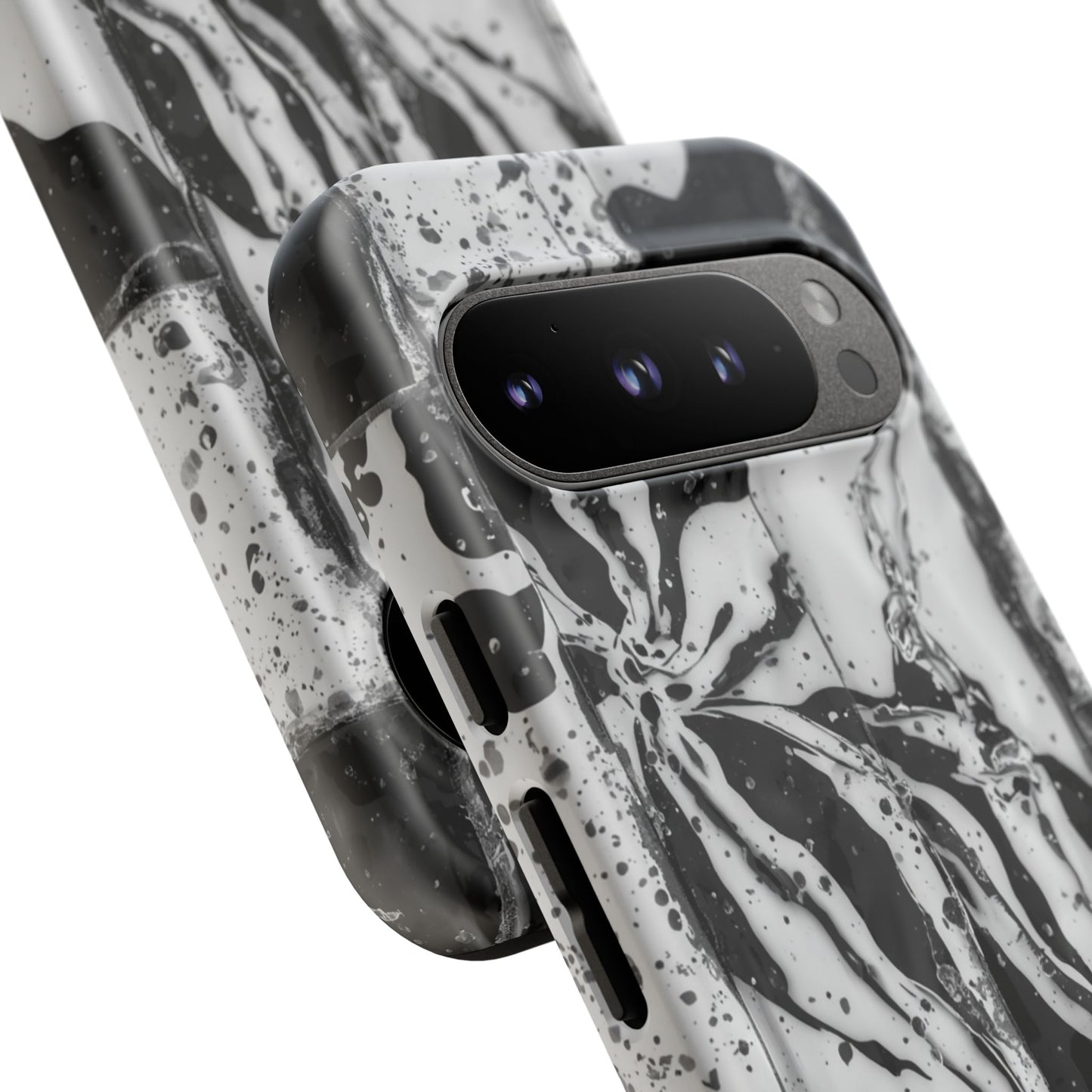 Monochrome Tile Floral Tough Phone Case