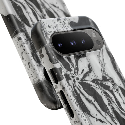 Monochrome Tile Floral Tough Phone Case