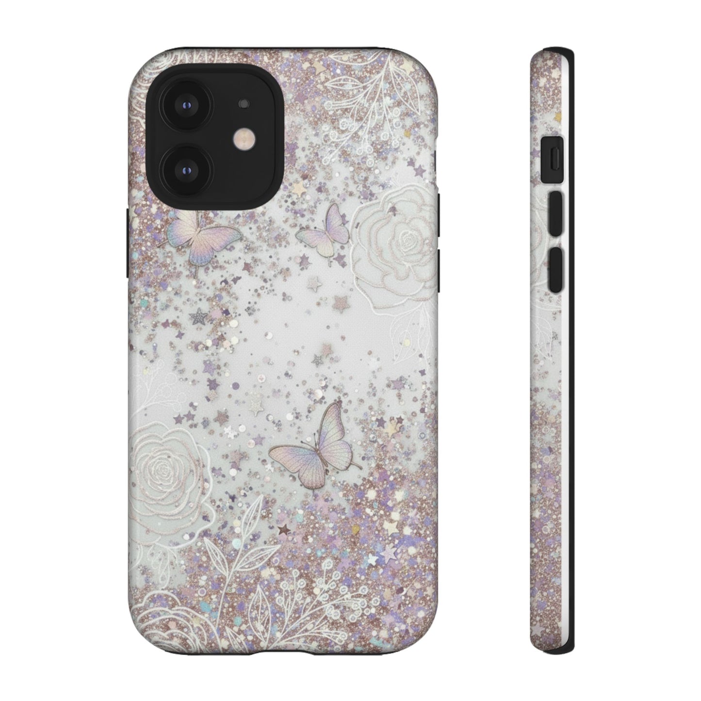 Butterfly Glitter Tough Phone Case — Floral Sparkle Protective Case