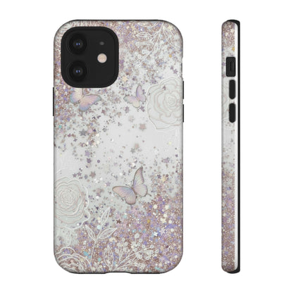 Butterfly Glitter Tough Phone Case — Floral Sparkle Protective Case