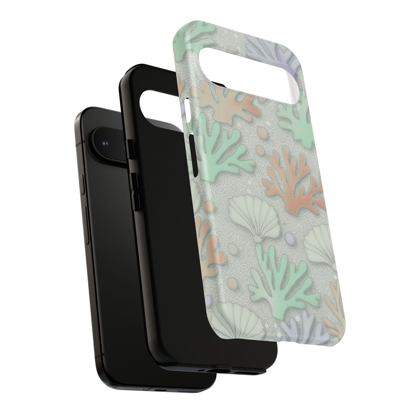 Pastel Coral Reef Tough Phone Case – Sea Shell & Coral Pattern Durable Protector