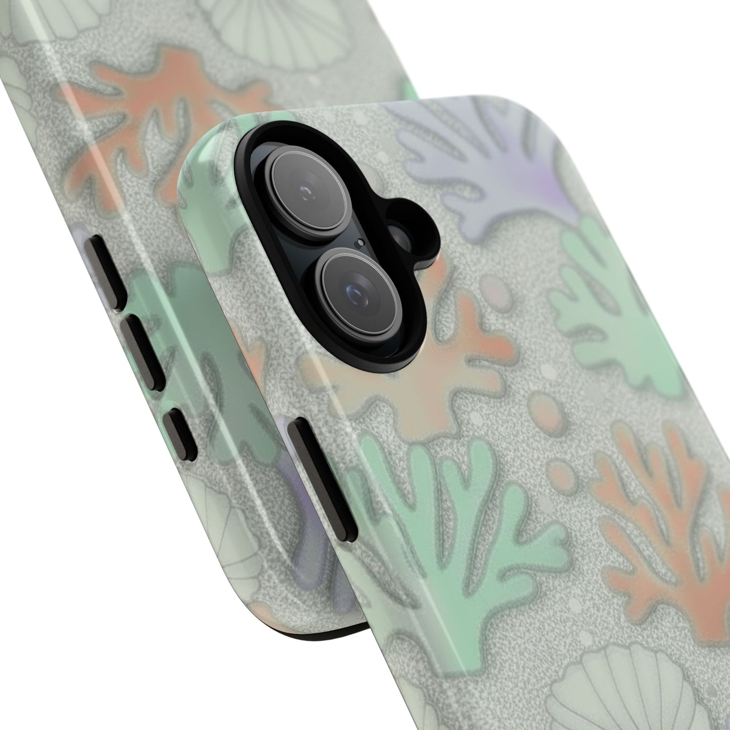 Pastel Coral Reef Tough Phone Case – Sea Shell & Coral Pattern Durable Protector