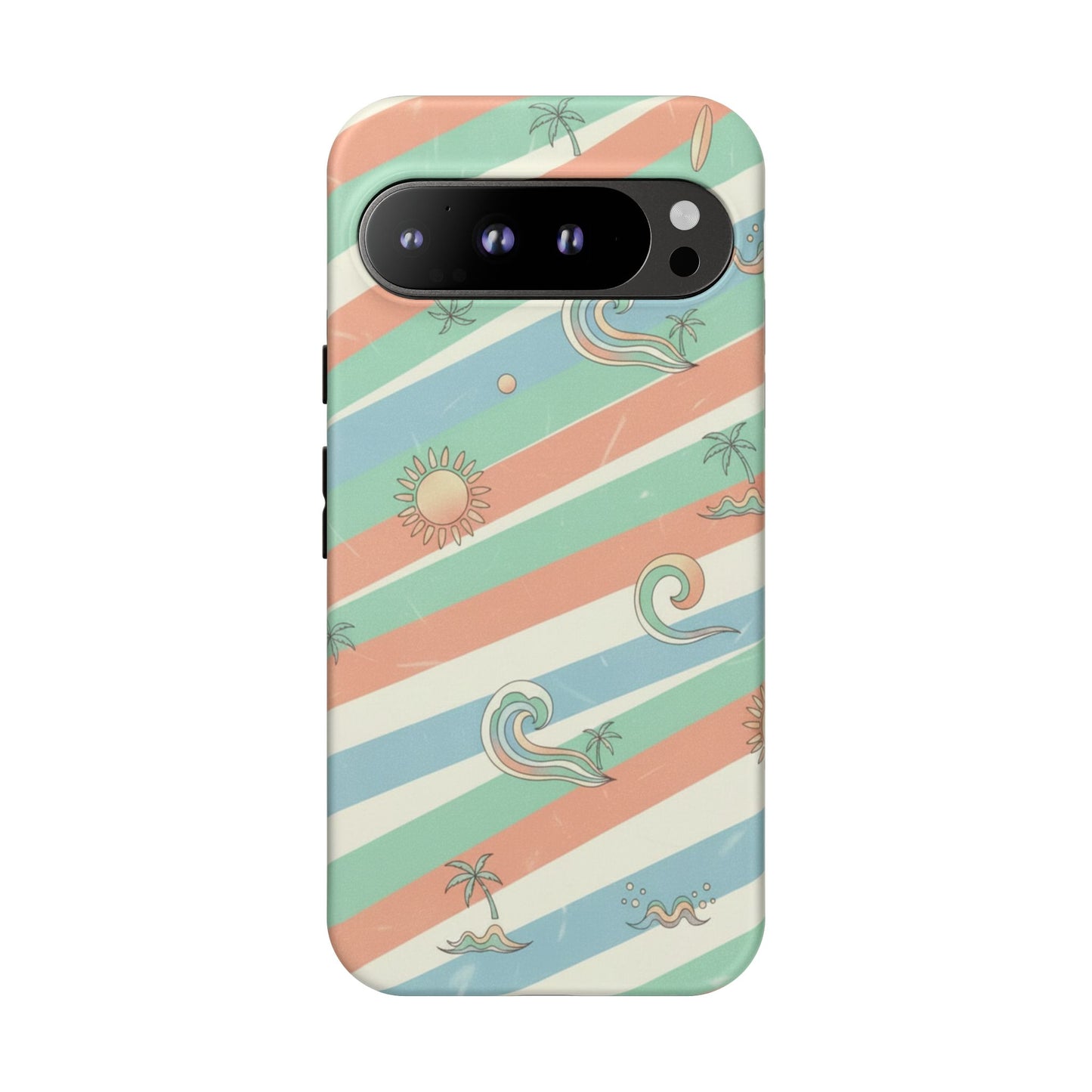 Surf Stripe Tough Phone Case — Retro Beach Waves Pattern