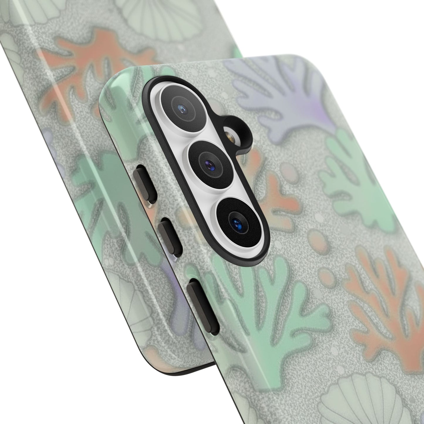 Pastel Coral Reef Tough Phone Case – Sea Shell & Coral Pattern Durable Protector