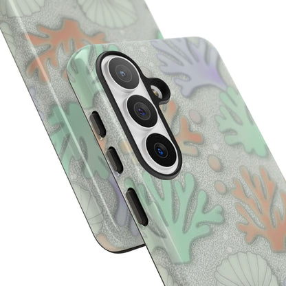 Pastel Coral Reef Tough Phone Case – Sea Shell & Coral Pattern Durable Protector