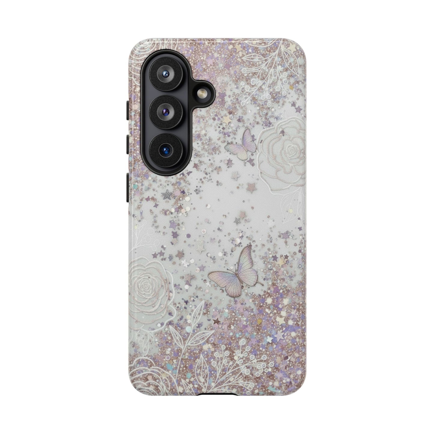 Butterfly Glitter Tough Phone Case — Floral Sparkle Protective Case