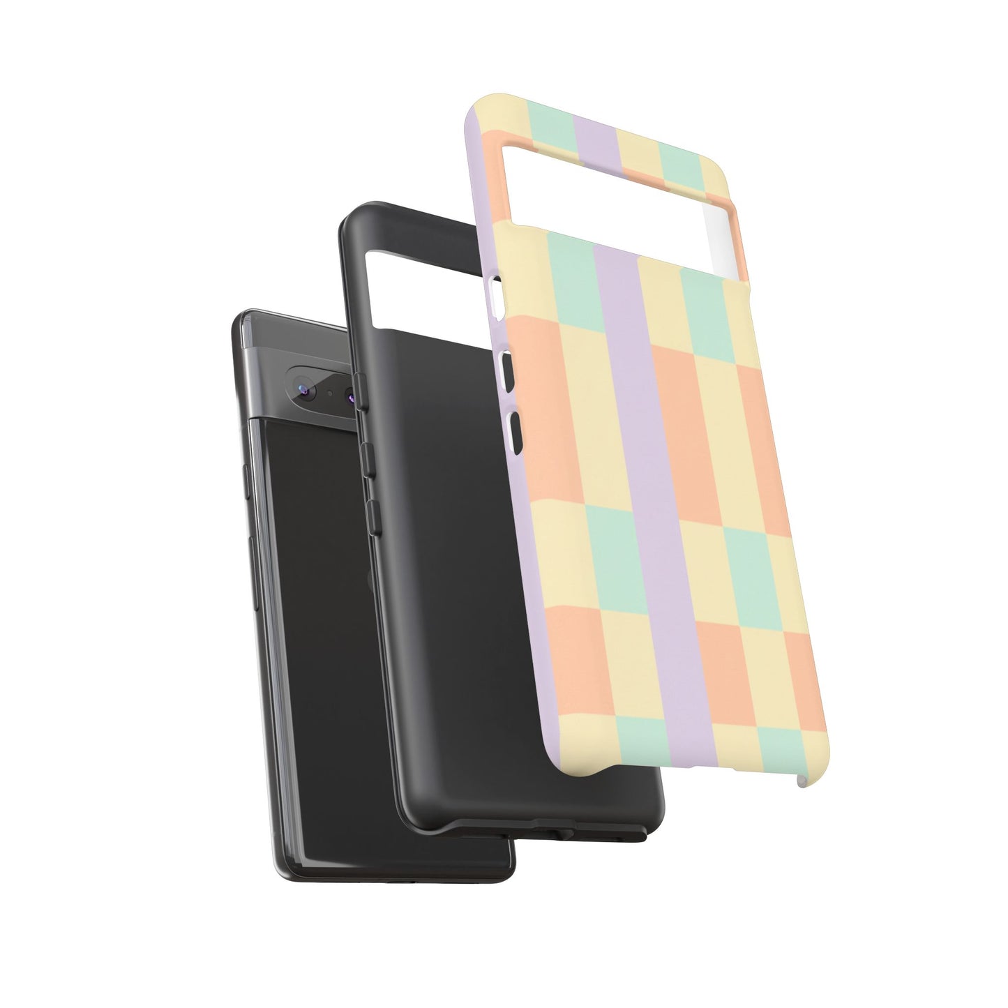 Pastel Checkered Phone Case — Retro Stripe Tough Case