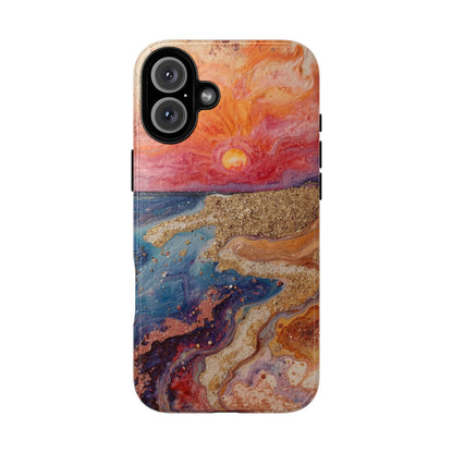 Sunset Coast Phone Case — Colorful Abstract Beach Art Tough Case