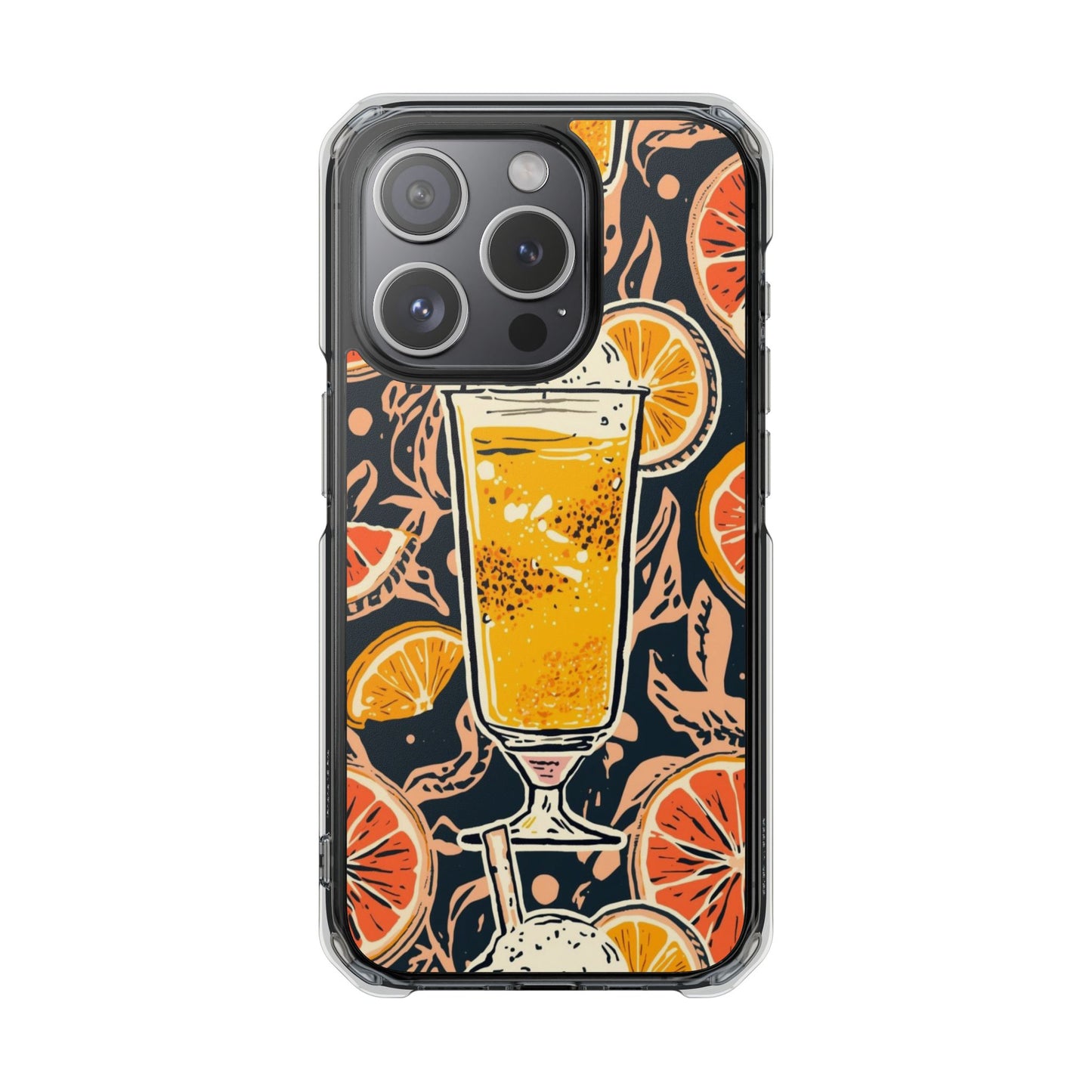Clear Magnetic Phone Case — Citrus Beer Glass Design