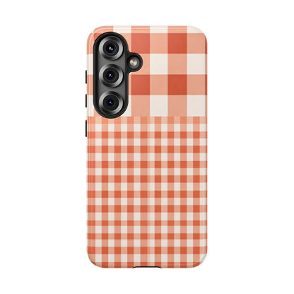 Buffalo Check Tough Phone Case — Orange Gingham Protective Cover