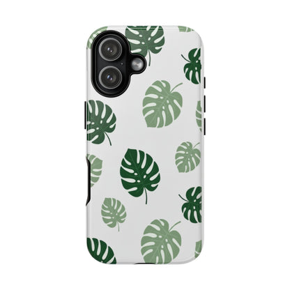 Monstera Leaf Tough Phone Case – Tropical Green Palm Pattern Protective Cover