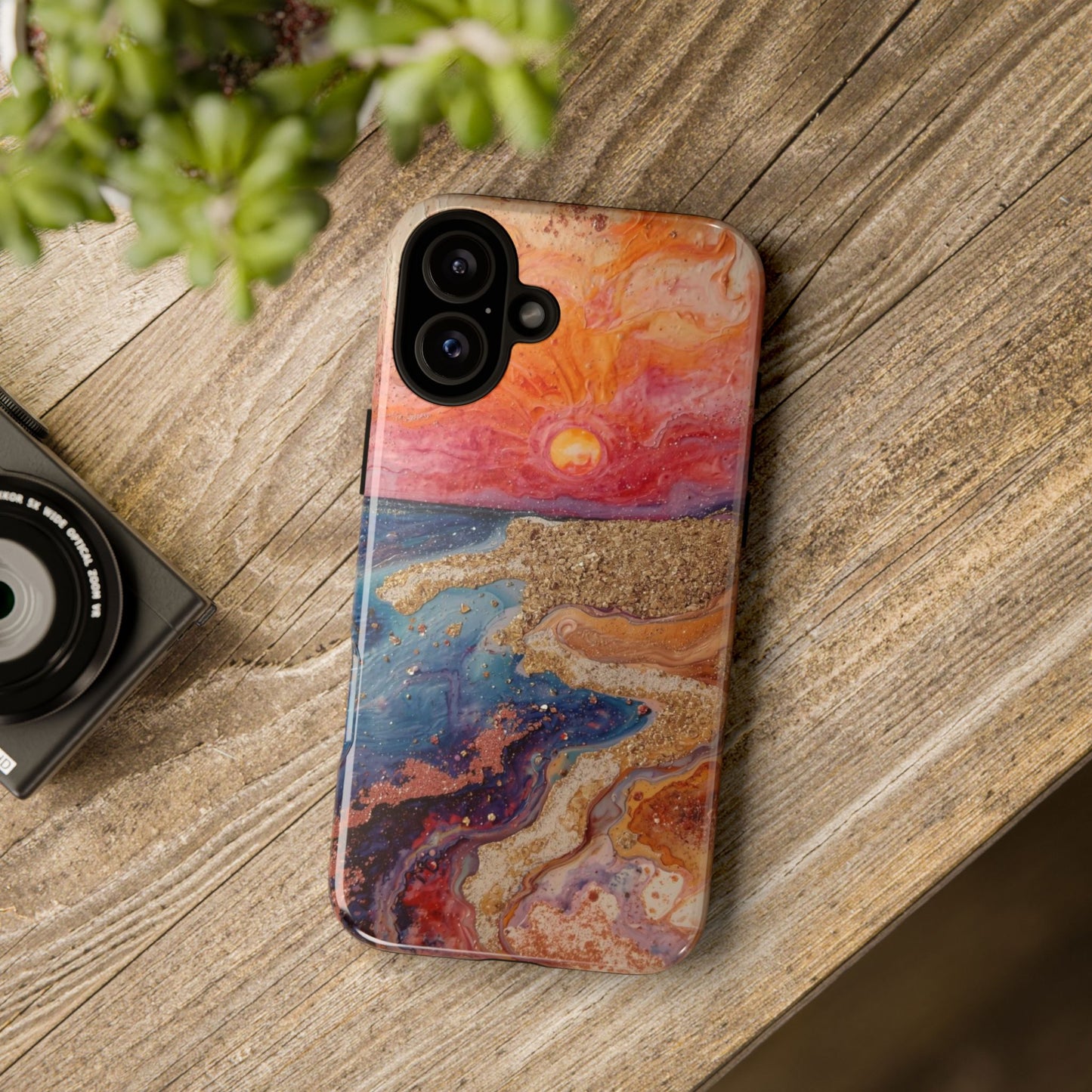 Sunset Coast Phone Case — Colorful Abstract Beach Art Tough Case