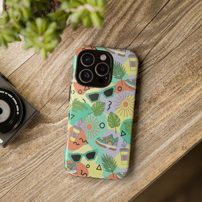 Tropical Summer Phone Case — Retro Sunglasses, Sneakers & Palm Pattern