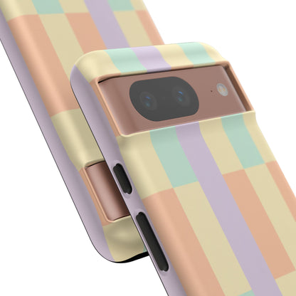 Pastel Checkered Phone Case — Retro Stripe Tough Case