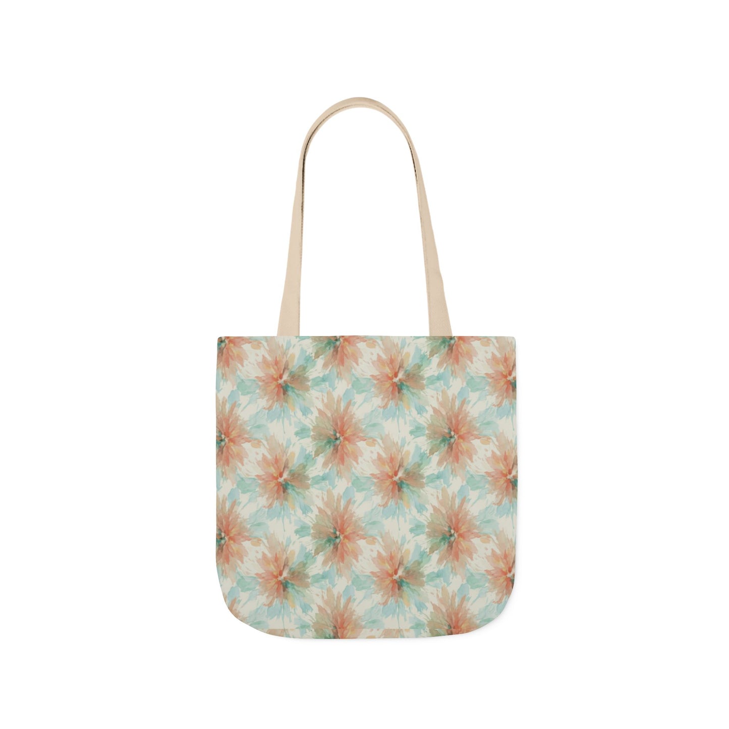 Tie-Dye Floral Canvas Tote Bag — Boho Pastel Market Tote