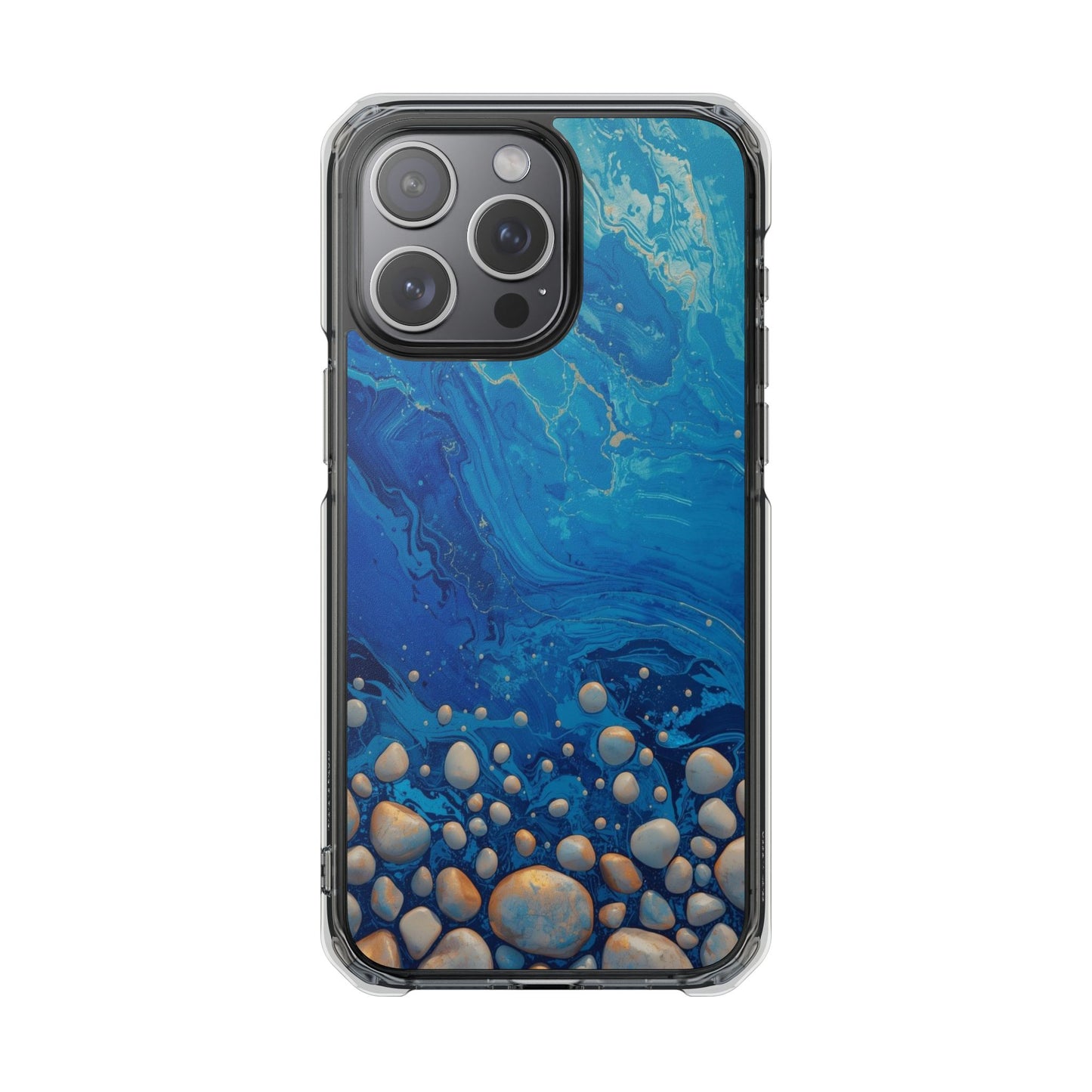 Clear Magnetic Phone Case — Blue Ocean Pebble Design