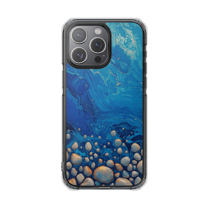 Clear Magnetic Phone Case — Blue Ocean Pebble Design