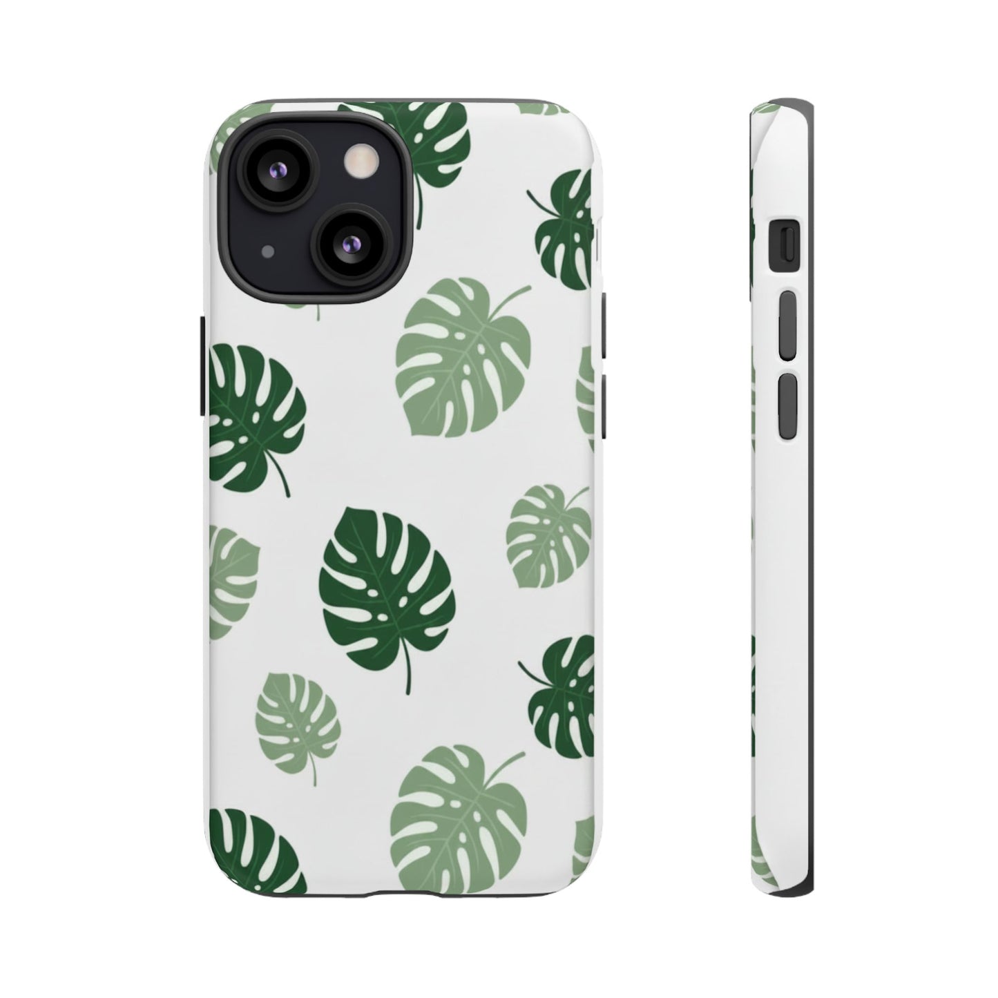 Monstera Leaf Tough Phone Case – Tropical Green Palm Pattern Protective Cover