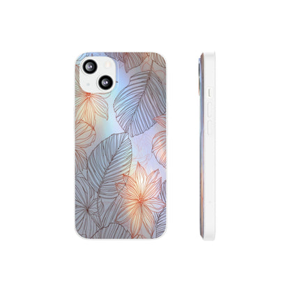 Floral Holographic Phone Case — Iridescent Leaves & Flowers Flexi Case