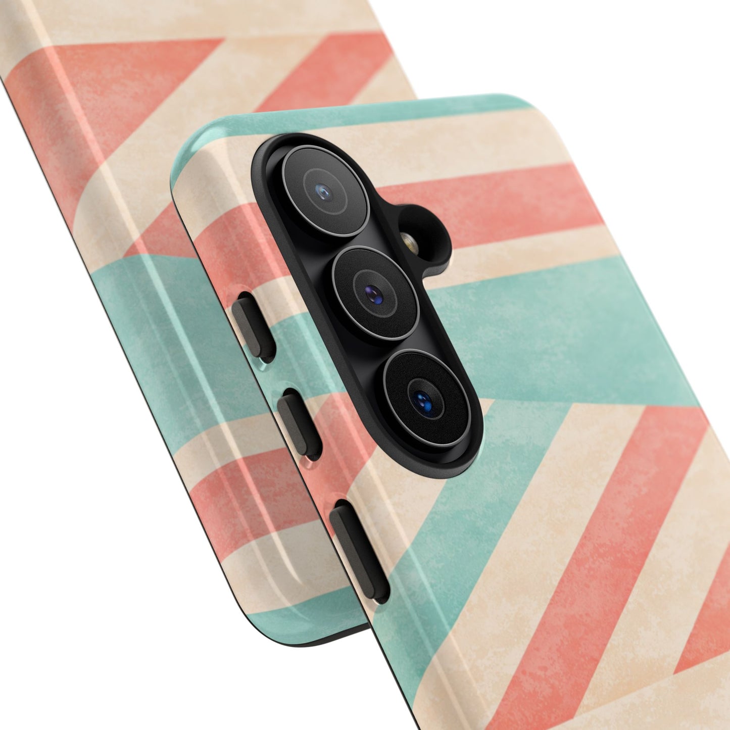 Pastel Stripes Tough Phone Case – Retro Coral & Teal Protective Cover