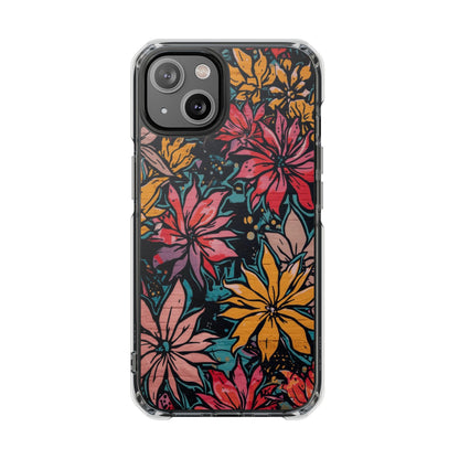 Clear Impact Phone Case — Vibrant Floral Poinsettia Design (Magnetic)