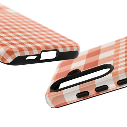 Buffalo Check Tough Phone Case — Orange Gingham Protective Cover
