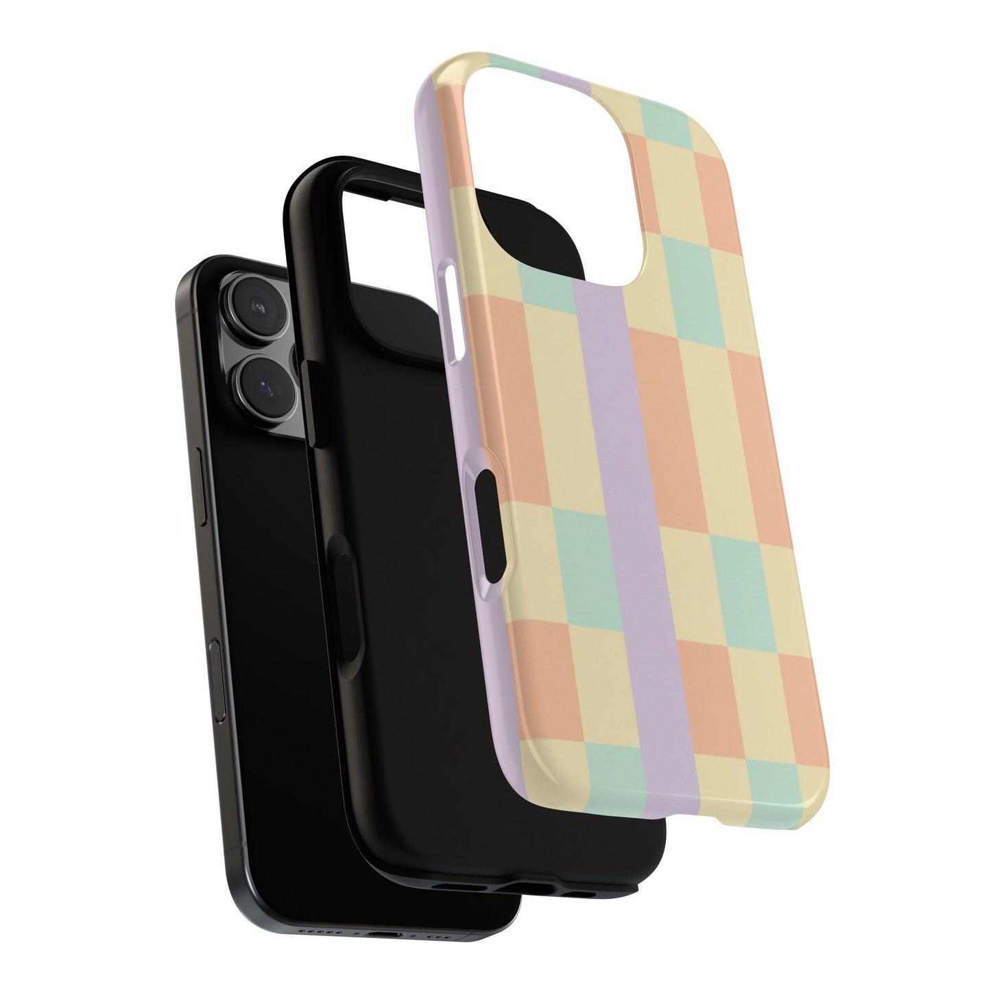 Pastel Checkered Phone Case — Retro Stripe Tough Case