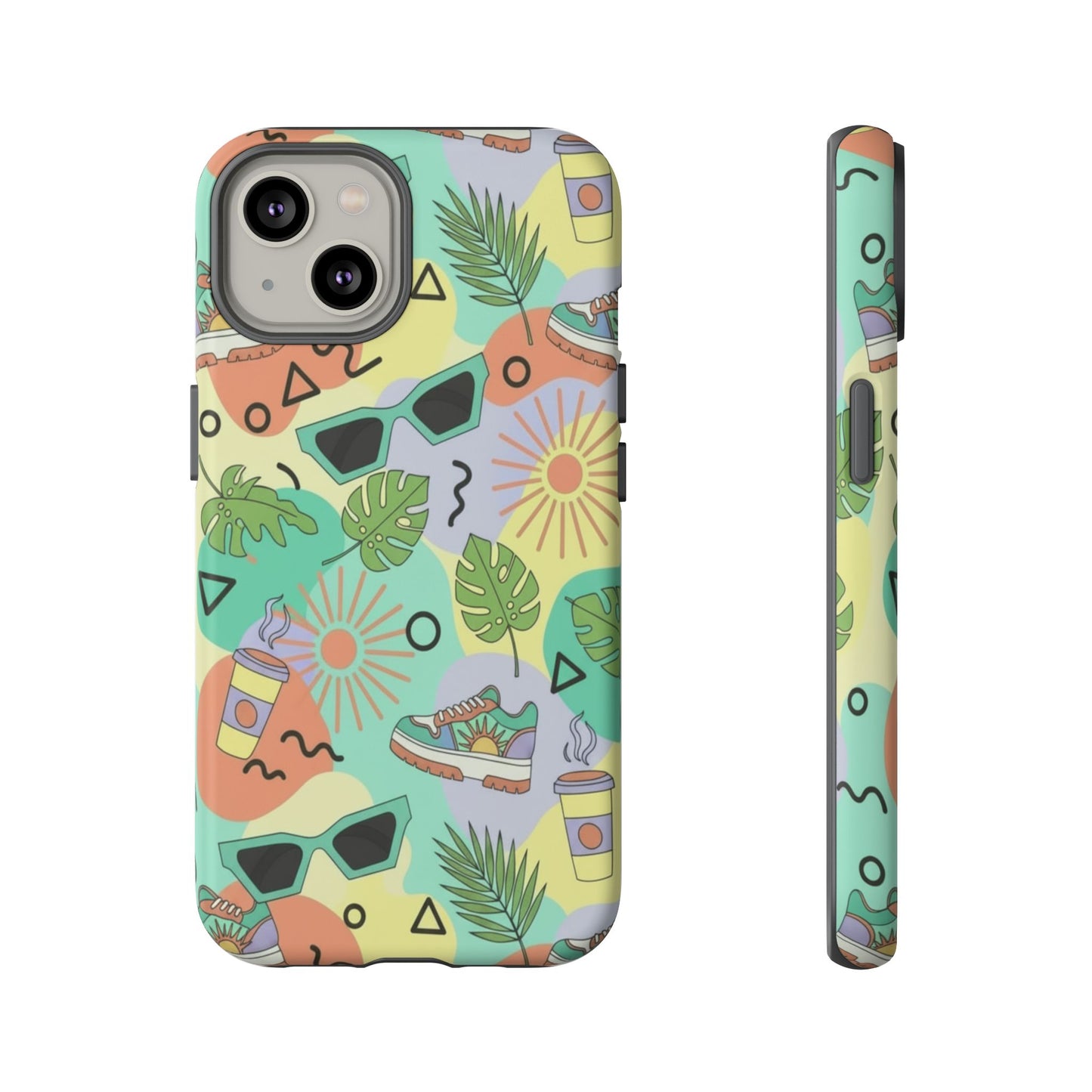 Tropical Summer Phone Case — Retro Sunglasses, Sneakers & Palm Pattern