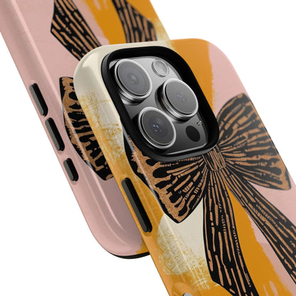 Bow Brushstroke Tough Phone Case — Pink & Mustard