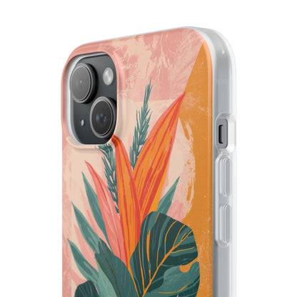 Tropical Botanical Phone Case — Pink & Orange Floral Flexi Case