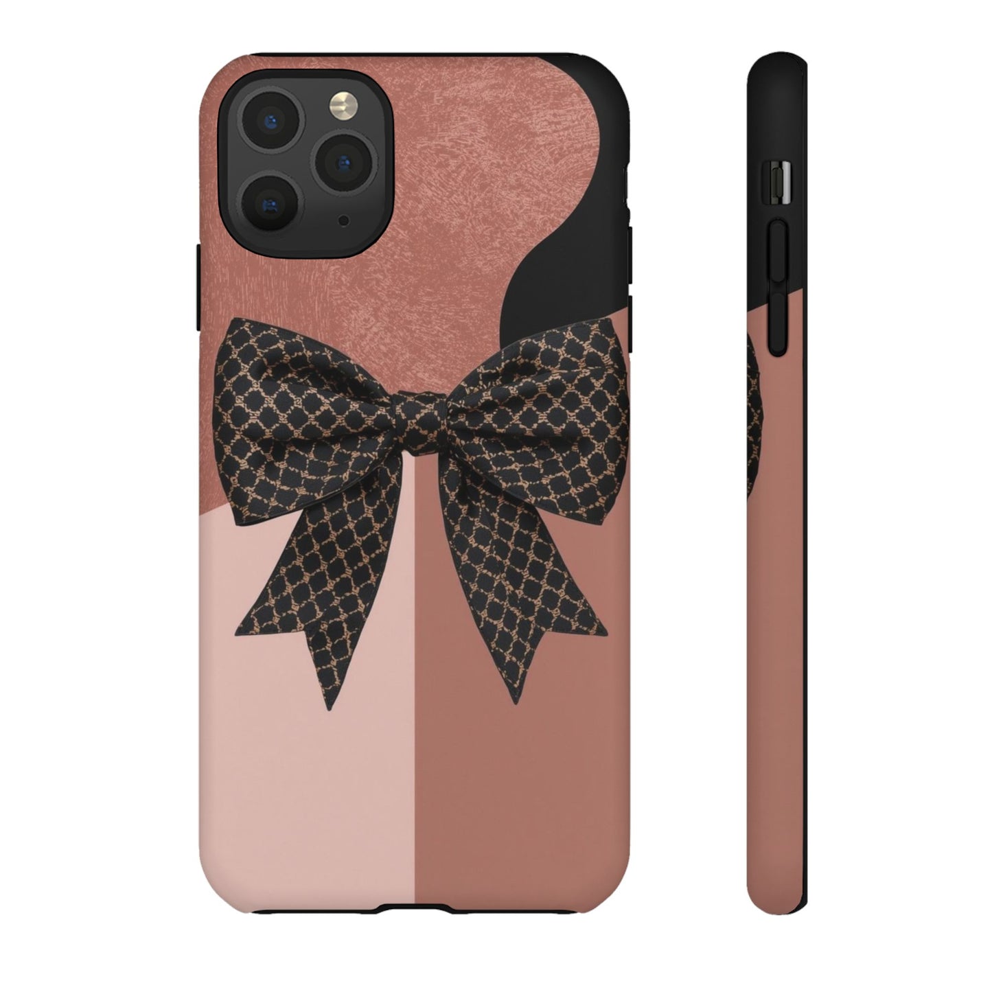 Bow Stripe Tough Phone Case – Pink Mauve Protective Cover